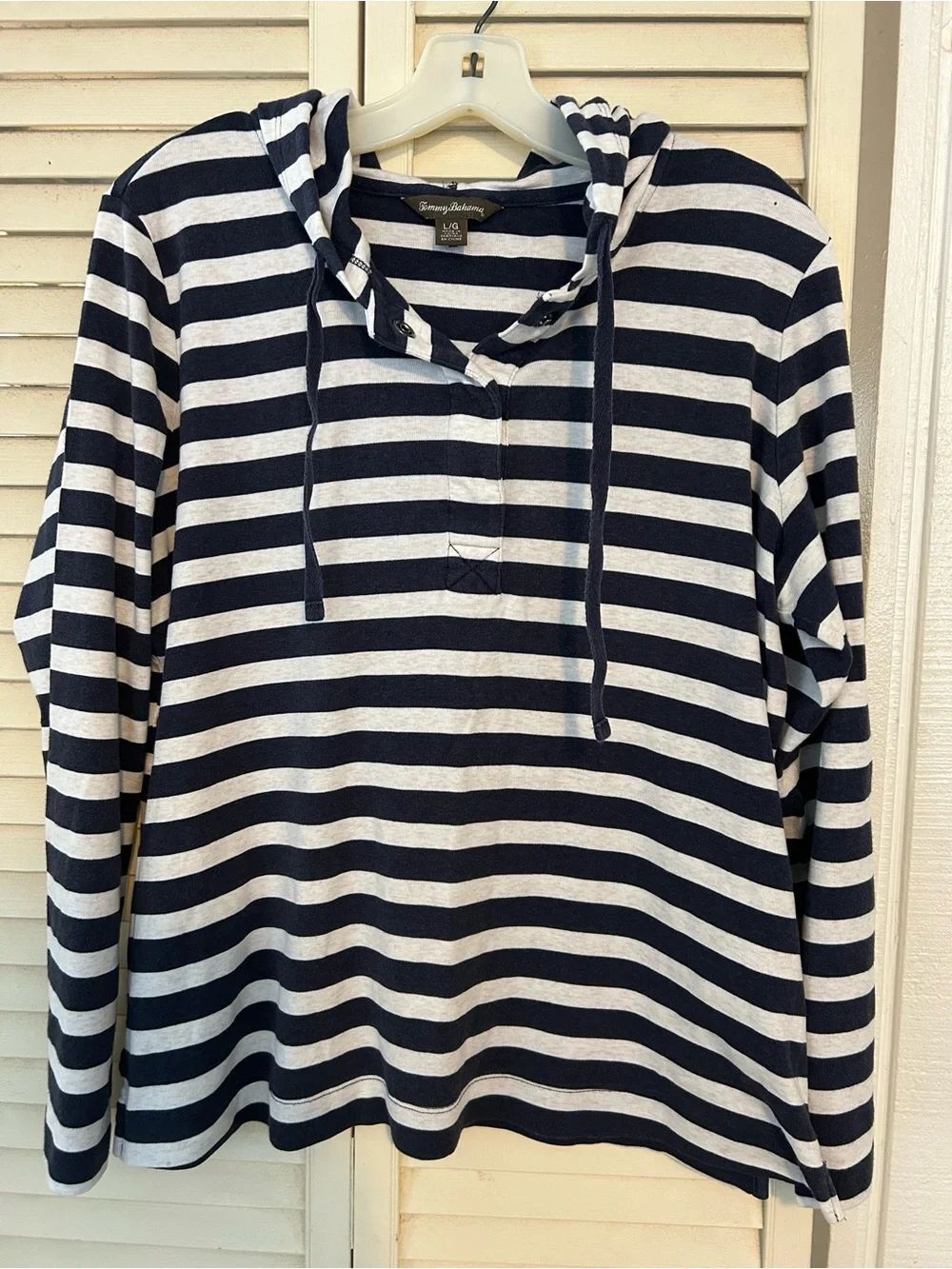 Tommy Bahama Navy and White Striped Pullover Top